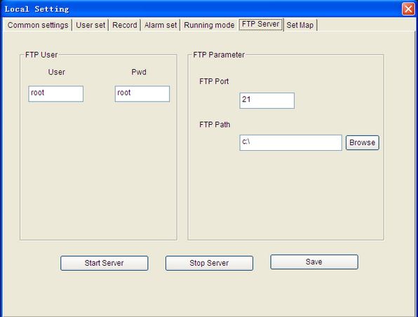 Sysvideo SC6000 Series IP Camera Management Software XCenter UI: FTP Server Setting